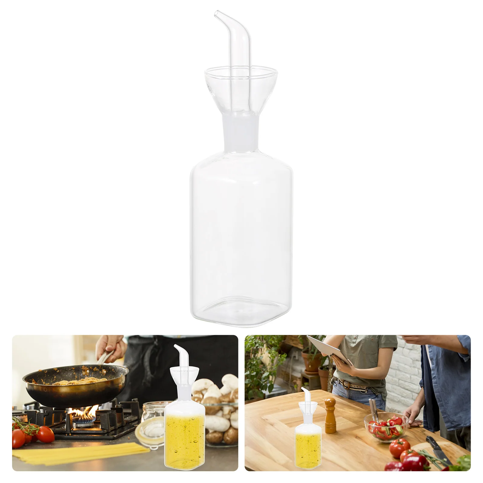 

1Pcs Simple Glass Oil Bottle Excellent Durability Flexible Easy to Use Creative Kitchen Condiment Bottle Thicken Bottom Stable