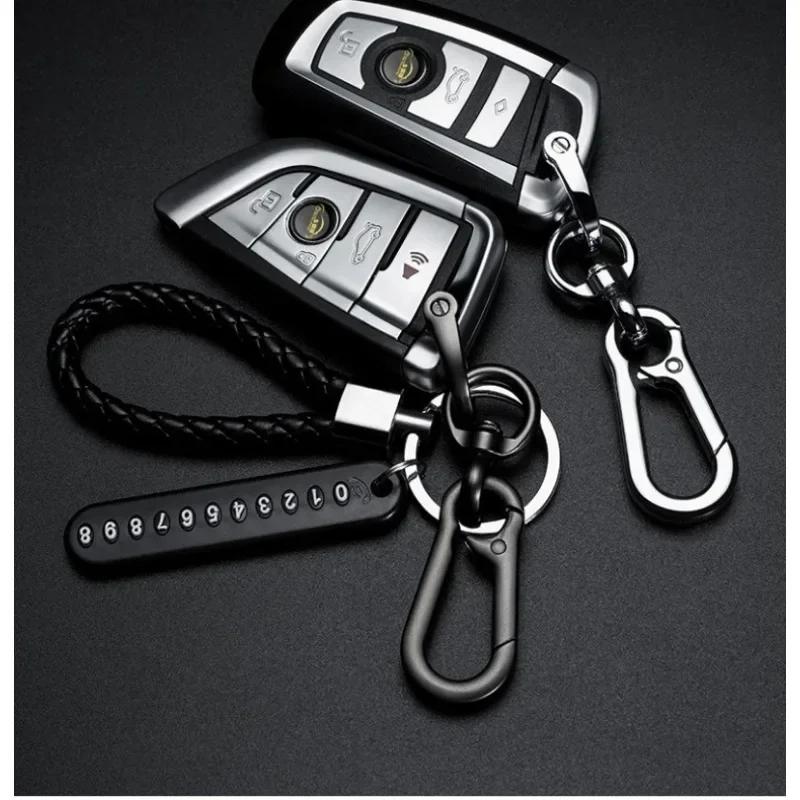 Custom Anti-Lost Car Keychain DIY Phone Number Braided Rope Auto Vehicle Key Chain Holder Accessories Gift for Men and Women