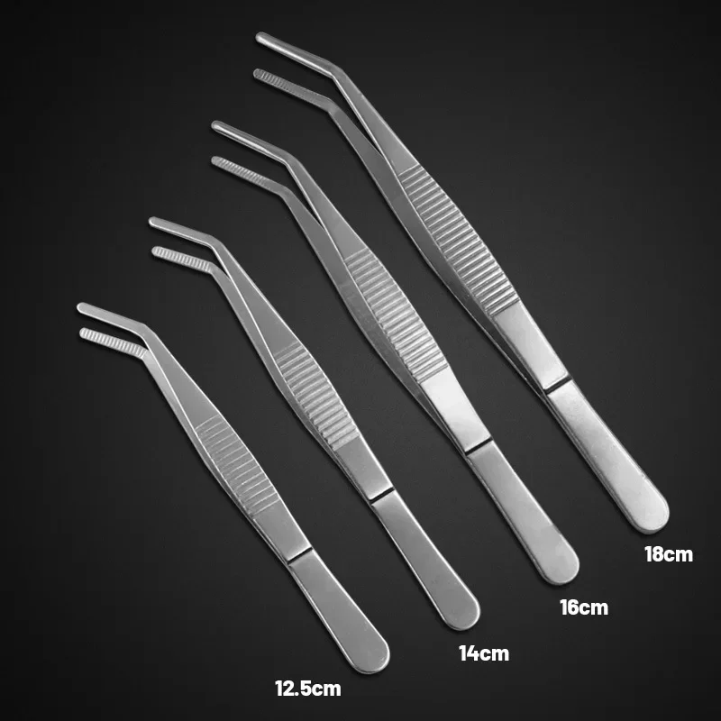 Mobile Phone Repair Tweezers Thickened Stainless Steel Tweezers Round Head Toothed Dressing Tweezers Straight Bent Clip Tool