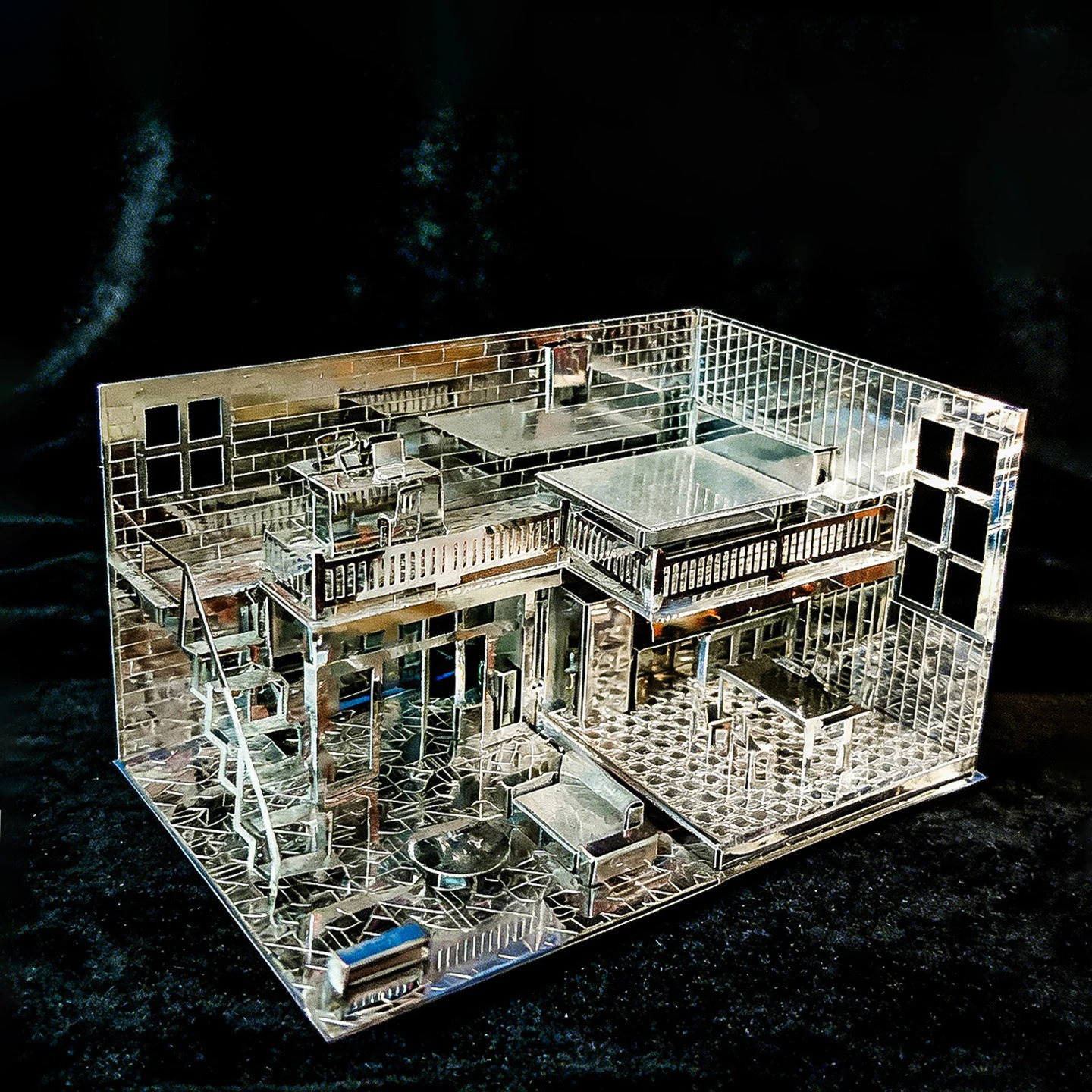 Warm Home Loft Apartment 3D Metal Puzzle DIY Handmade Private Space Apartment Assembly Model Jigsaw Puzzle Toys Ornament