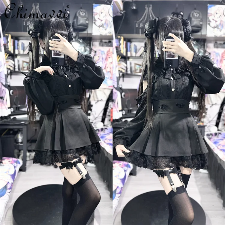 Japanese Mine Mass-Produced Chinese Style High Waist Skirt Summer Fashion Slim Improved Horse-Face Skirt Lace Lolita Skirts