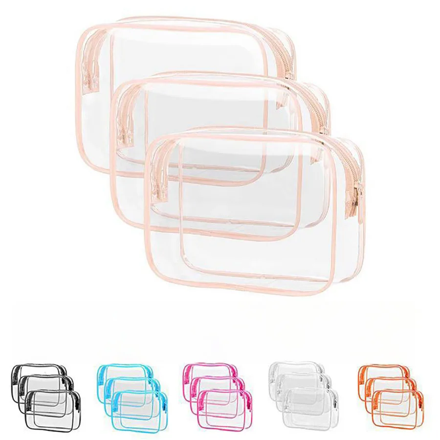 Transparent Cosmetic Bag Waterproof Quarto Size Bag, Men\'s and Women\'s Applicable, Can Carry Airport Airline Bags, 3 Pieces