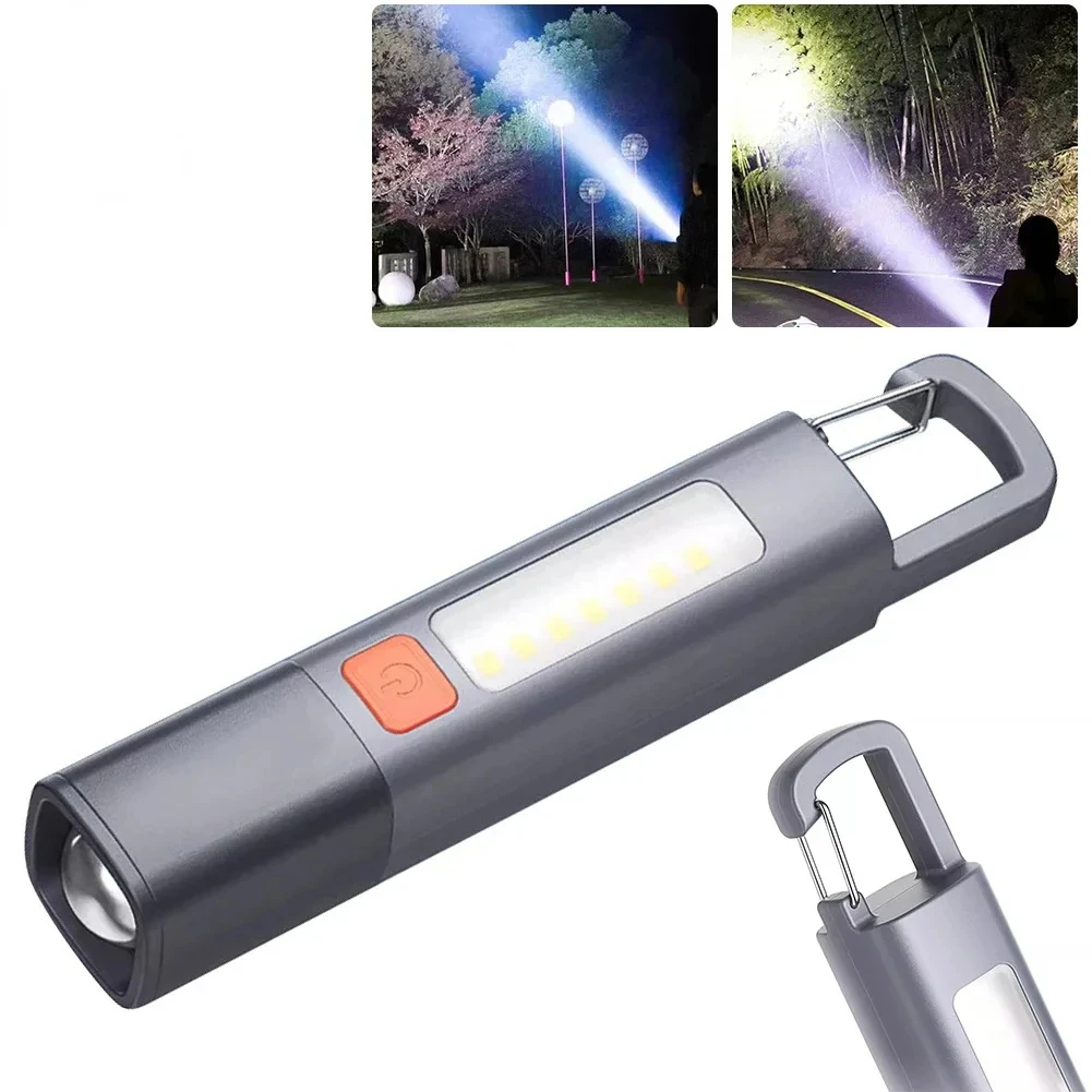 Mini LED Flashlight Portable Strong Light Variable Focus with Floodlight Side Lights Emergency LED Flashlights Tools