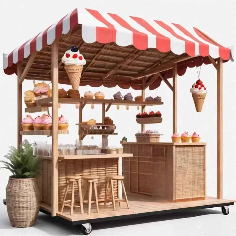 Outdoor scenic spots, milk tea, coffee, desserts, mobile vending cars, commercial streets,stalls,mobile food, rattan food trucks