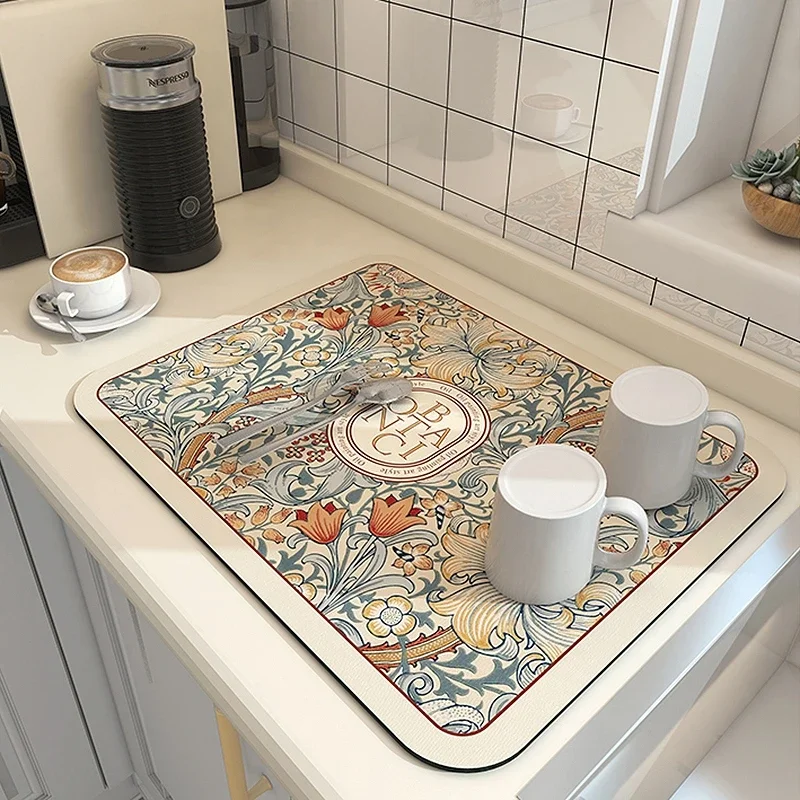 Kitchen Drain Pad Absorbent Dish Drying Mat Rugs Non-slip Kitchen Sink Mat Bottle Rug Tableware Placemat Drainer Mat Alfombra