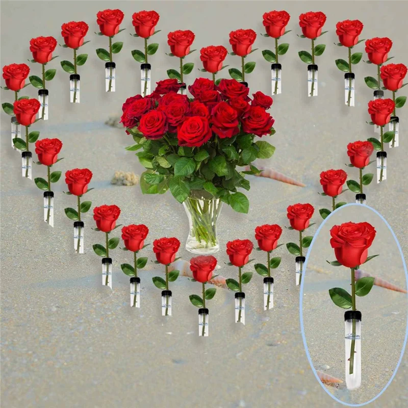 

BAAG-упаковка из 100 цветочных трубок, прозрачная водяная трубка для цветов, многоразовые цветы, водяные трубки