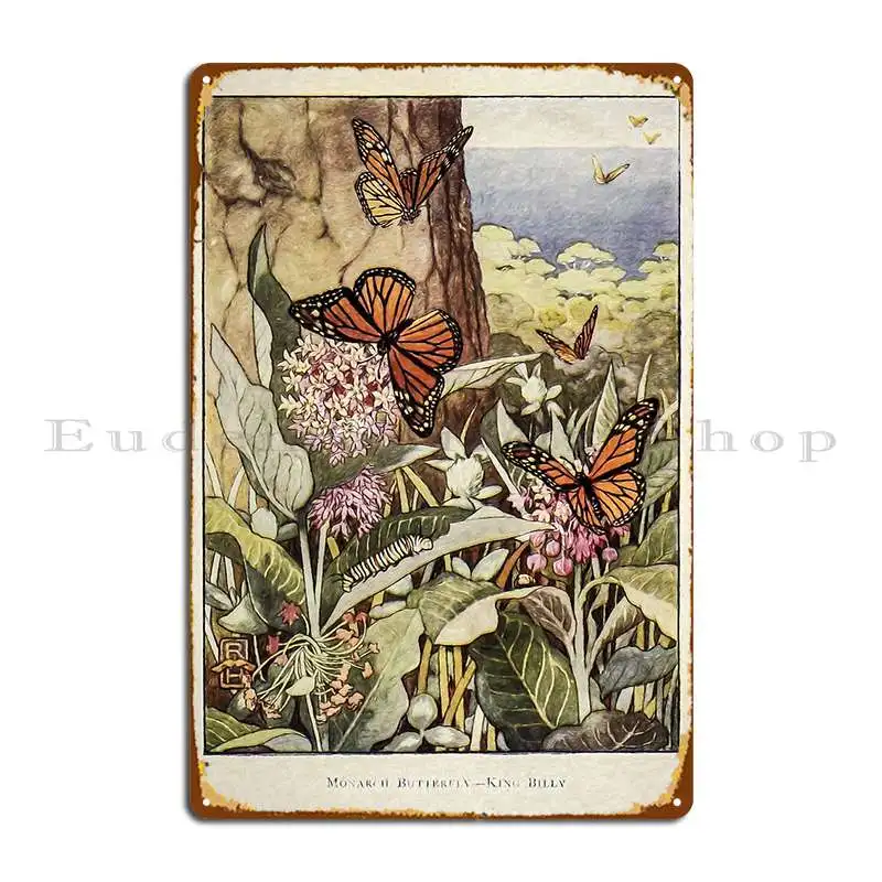 Vintage Monarch Butterfly Illustration Metal Signs Pub Printed Wall Cave Wall Custom Home Tin Sign Poster