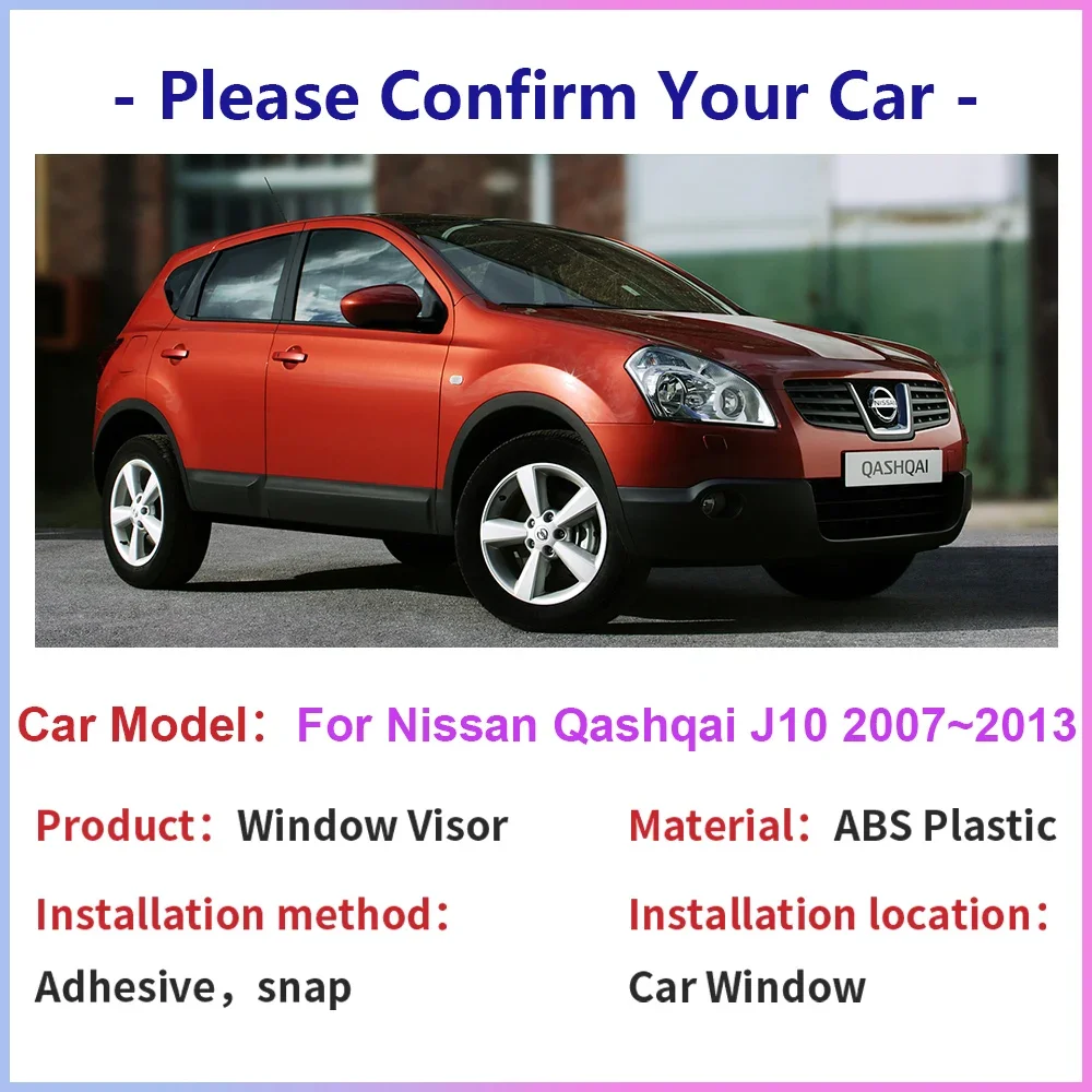 Window Visor for Nissan Qashqai J10 Dualis 2007~2013 Car Sun Rain Guard Cover Side Vent Smoke Awning Shelter Exterior Accessorie