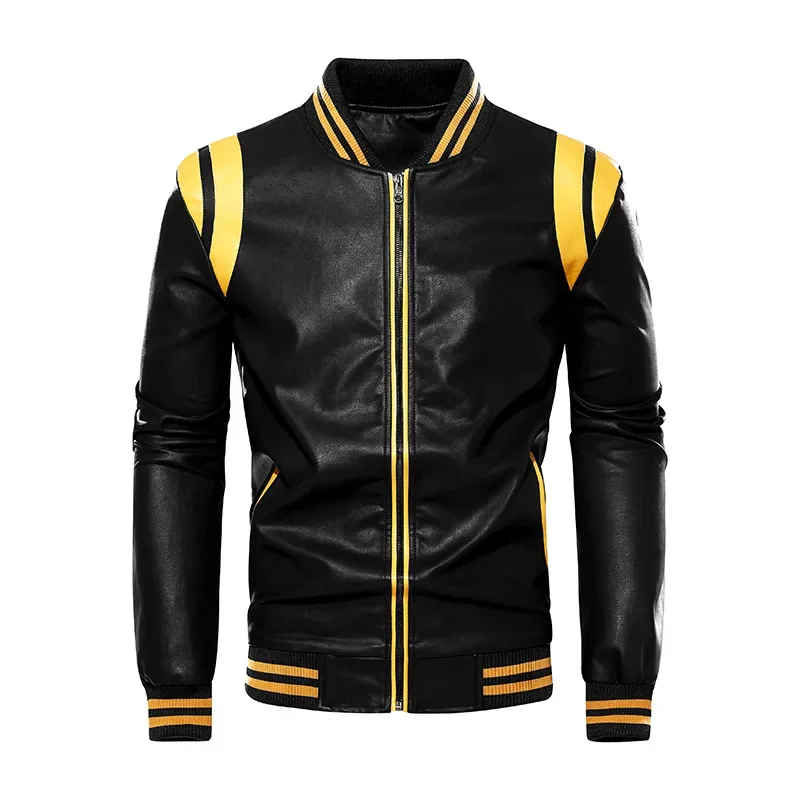 Men Motorcycle Leather Jackets Slim Casual PU Leather Coats Good Quality Male Fit Stand Collar Leather Jackets And Coats Size 3X