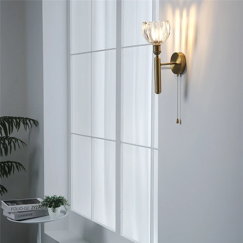 الشمال اللون الزجاج الجدار ضوء أضواء غرفة النوم الحديثة LED الزهور مصابيح الحائط لغرفة الطعام السرير تركيبات الإضاءة الزخرفية