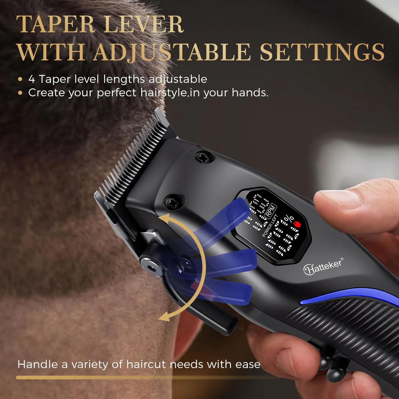Hatteker Elektrischer Haarschneider mit Verstellbaren Klingen Herren-Friseurschneider Professioneller Friseursalon – Detail 3