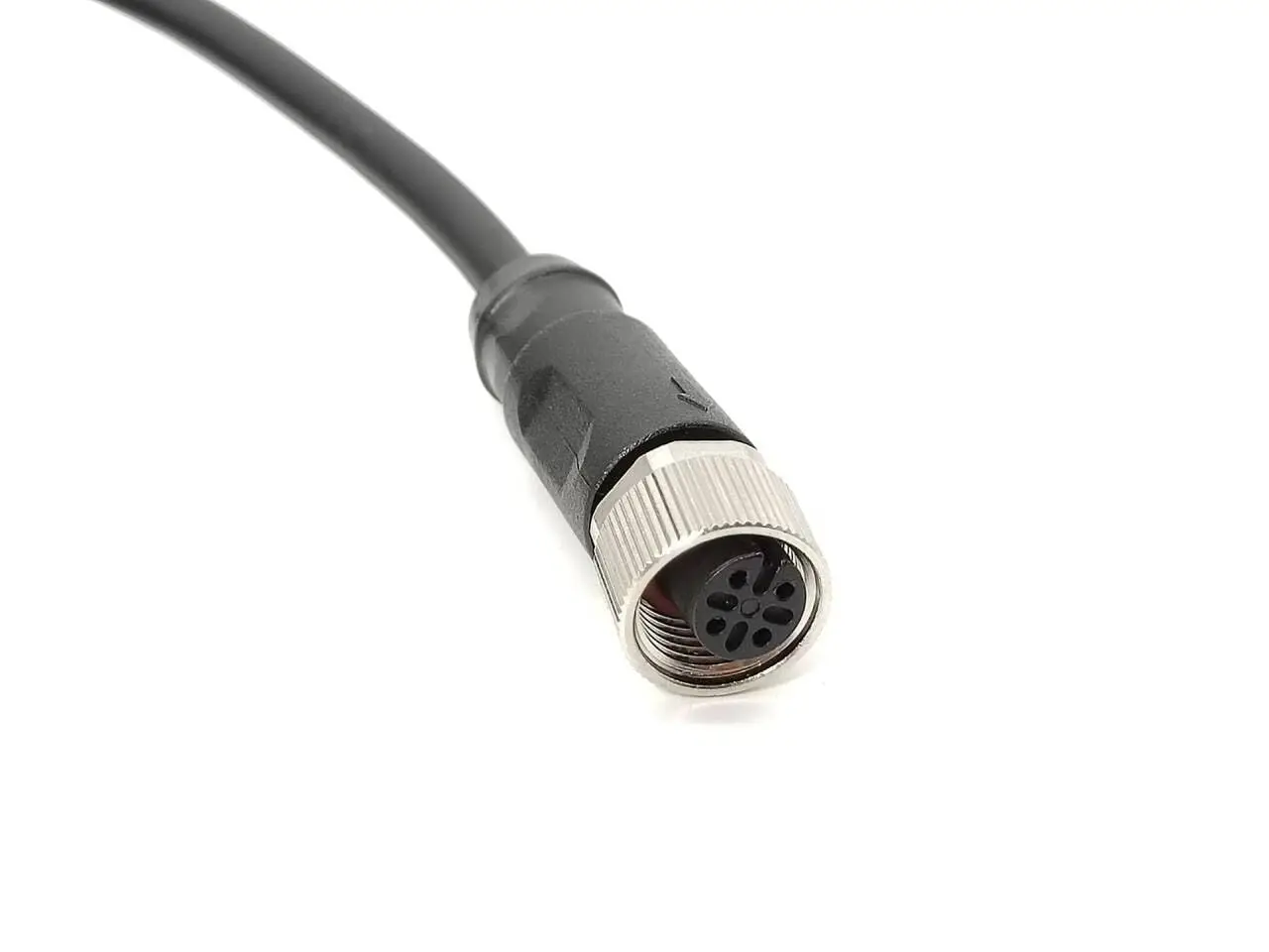 10pcs M12 4 Pin Female Cable Black Cable 3 Meters AWG22 PVC Jacket Single Ended Straight A Code