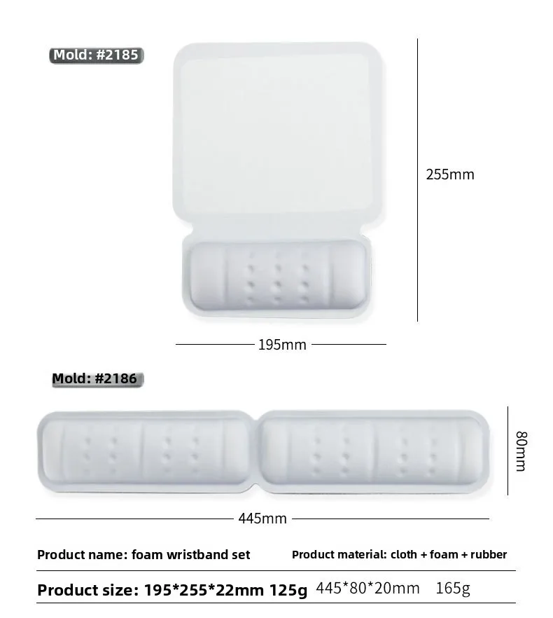 Weiches Handgelenkauflage-Mauspad-Set in Macaron-Farben, Tastaturunterlage, ergonomische Schreibtischunterlage für Büro und Gaming, 6 Farben – Detail 7