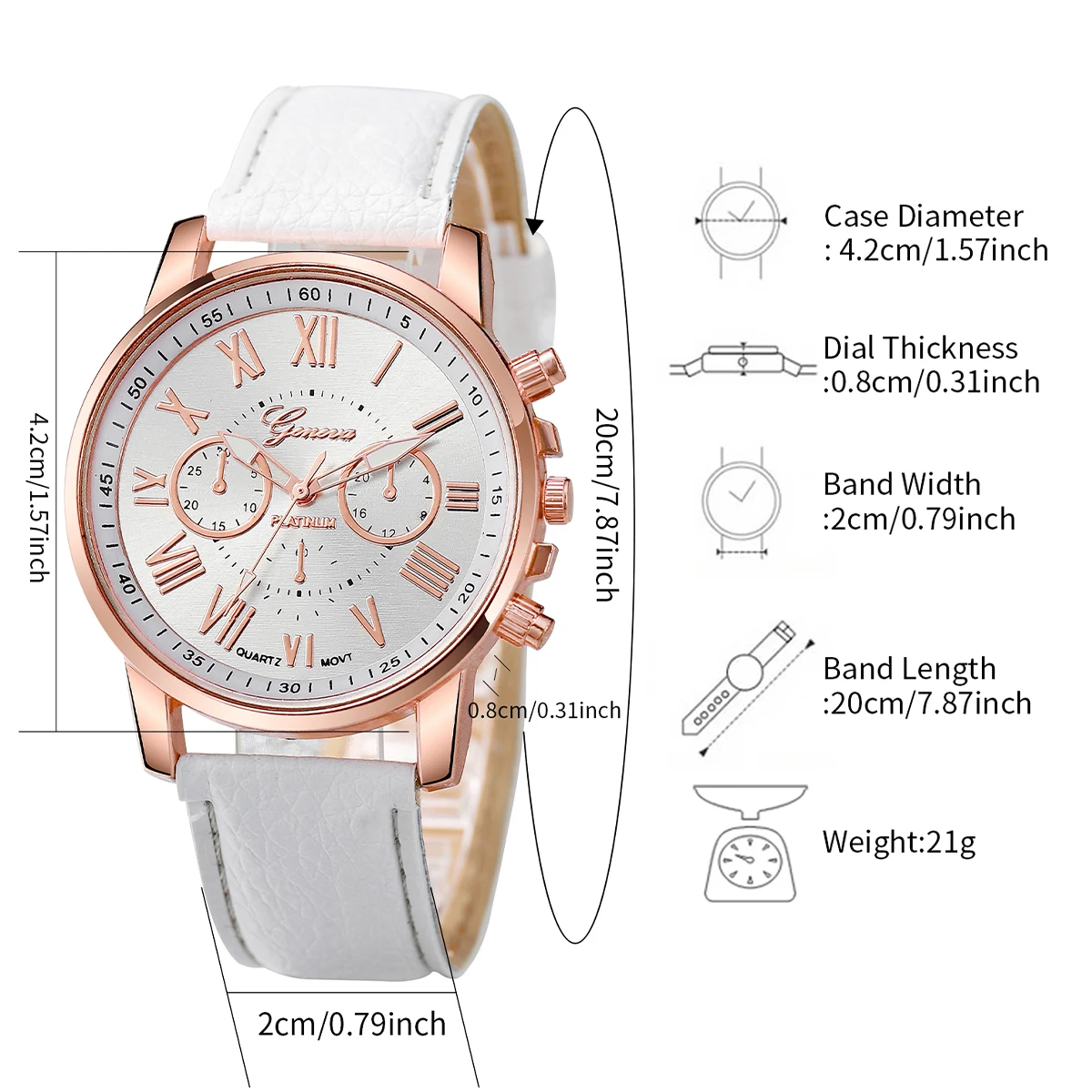 Ensemble de montres à quartz avec bracelet en cuir pour femme, cadran Roma, bijoux en perles, sans boîte, mode, 5 pièces par ensemble