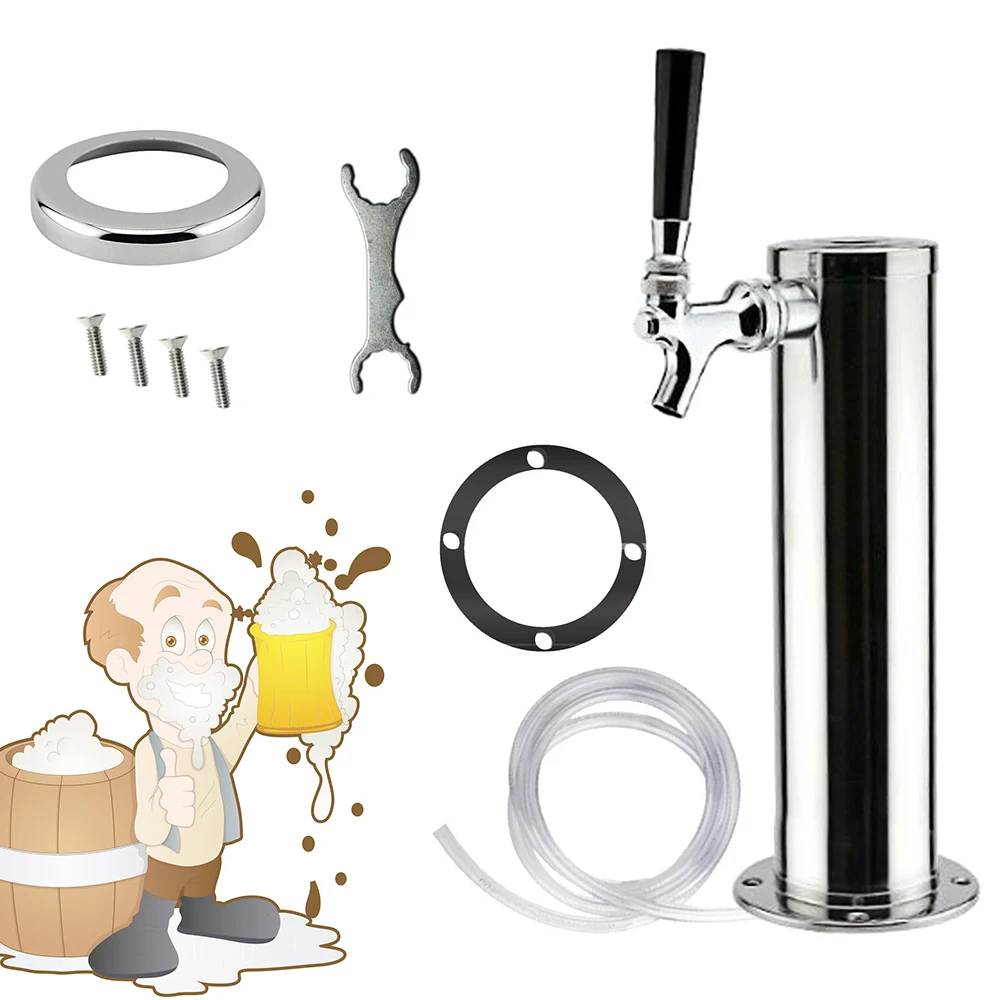 Bar Home Single Tap Faucet Draft Beer Keg Tap Tower Kegerator Stainless Steel