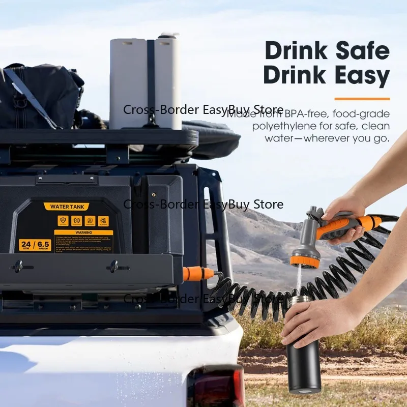 

24L Outdoor Camping Shower Car Pressurized Water Tank for Off-Road Vehicles RV Roof Water Storage