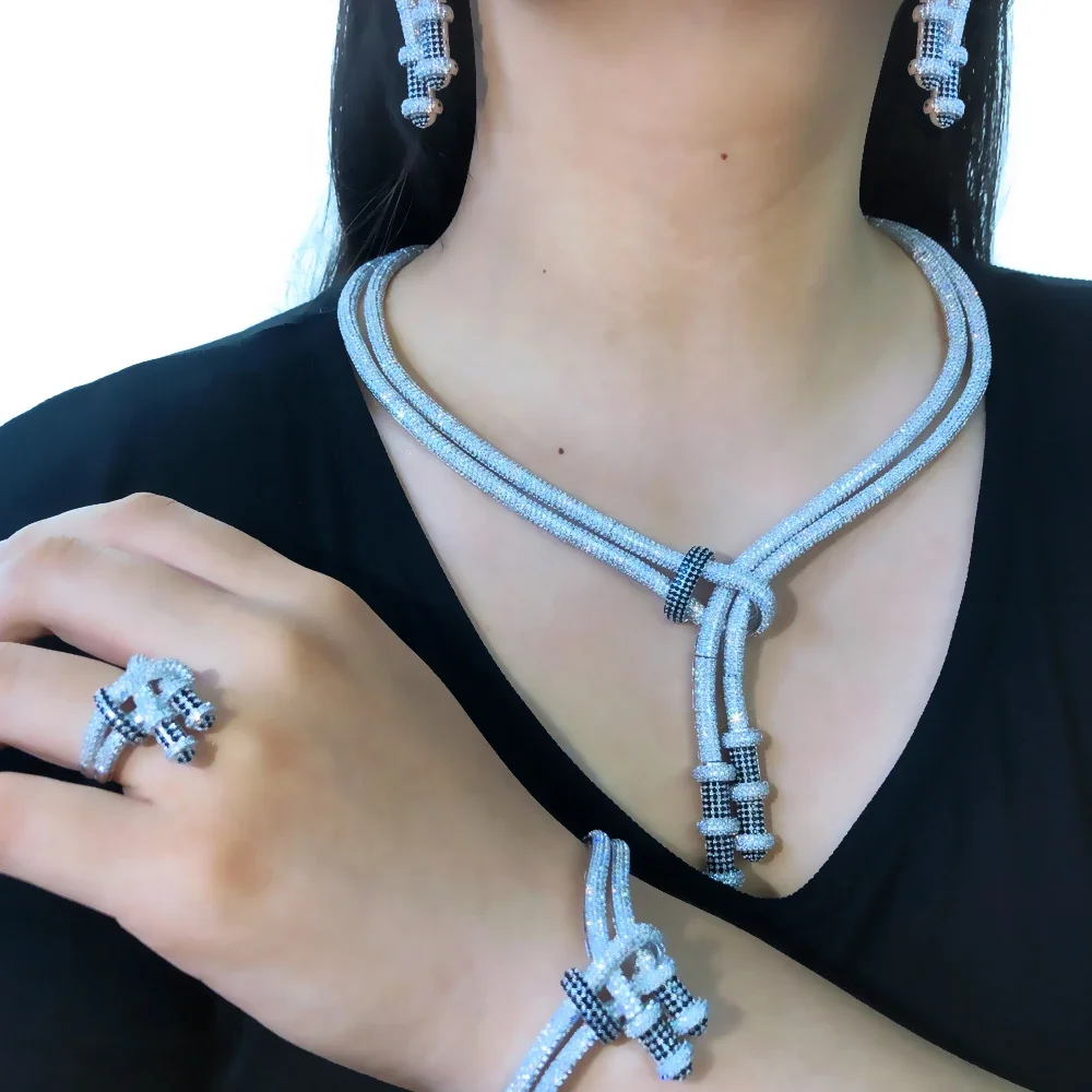 

Soramoore New Luxury Jewelry Sets Earrings Necklace Bangle Ring 4 PCS Women Wedding Jewelry 2023 Trendy HOT Original Design
