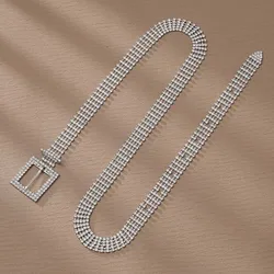 Shiny Rhinestones Wedding Belt Silver Color Dresses Waistband Bride Sash Bridal Belt Jewelry Crystal Waist Chain For Women Party