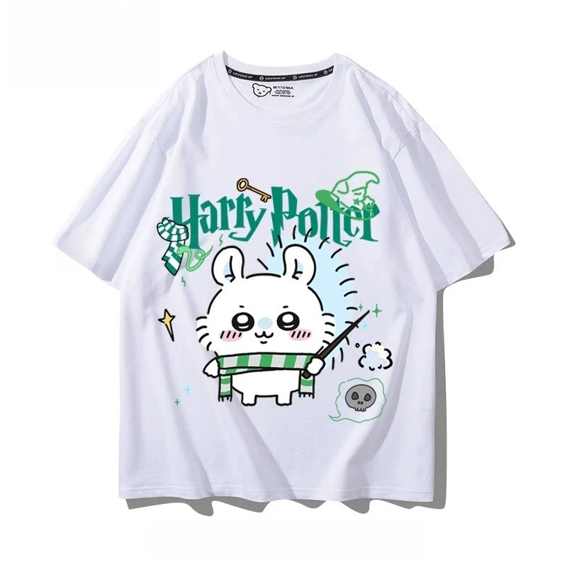 Licensed Chiikawa Chibi Wizard With Magic Wand T-Shirt Unisex Pure Cotton Loose Harajuku Kawaii Casual Tee