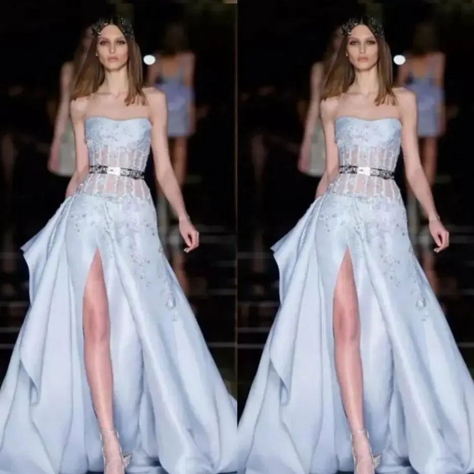 Robe de Rhélégante sans bretelles, longueur au sol, corset fendu sur le côté haut, robe de soirée sexy personnalisée, robe de soirée formelle, nouveau, 2024