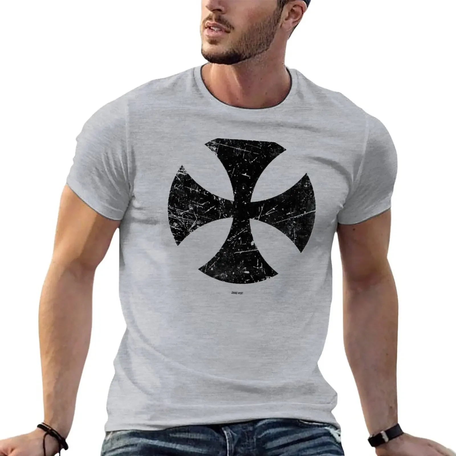 

Crusader Cross Christian Deus Vult T-Shirt blacks for a boy Tee shirt Men's t-shirts