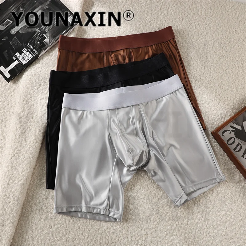 6 Pieces Men's Ice Silk Casual Athletic Boxer Briefs Mid-Rise Breathable Solid Color Underwear For Running M L XL 2XL