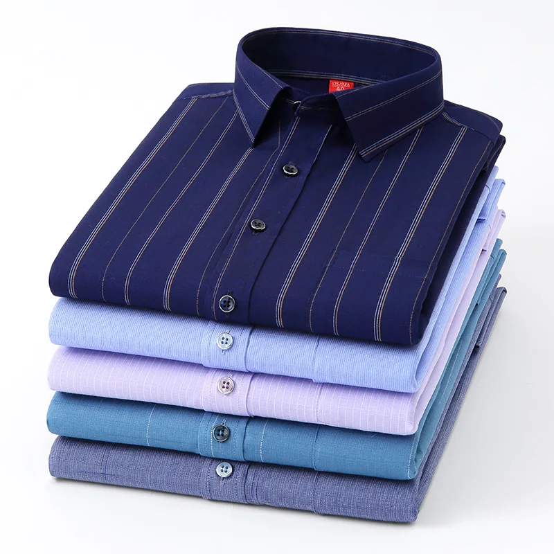 Herbst Streifen Shirts Für Männer Langarm Luxus Casual Formale Plaid Print Business Sozialen Weiche Slim Fit Büro Elegante Kleidung