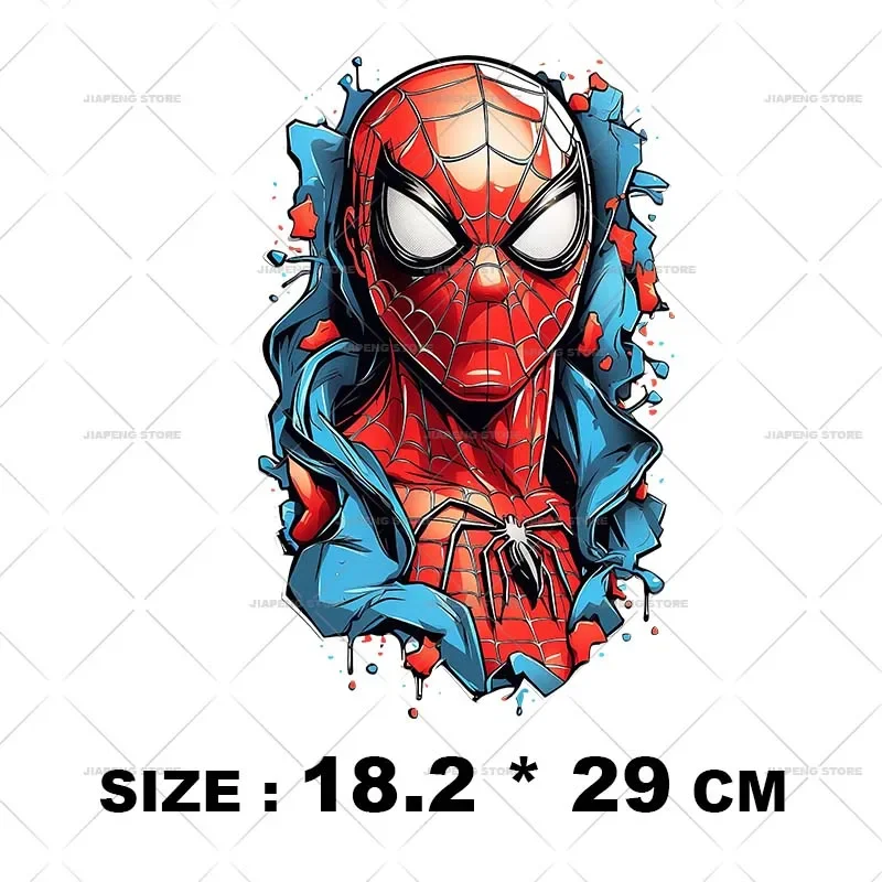 Spider-Man Patches For Clothes Iron on Heat Transfer Vinyl Sticker On Clothing T-shirt Cool Superheroes Printed For Kids Gift