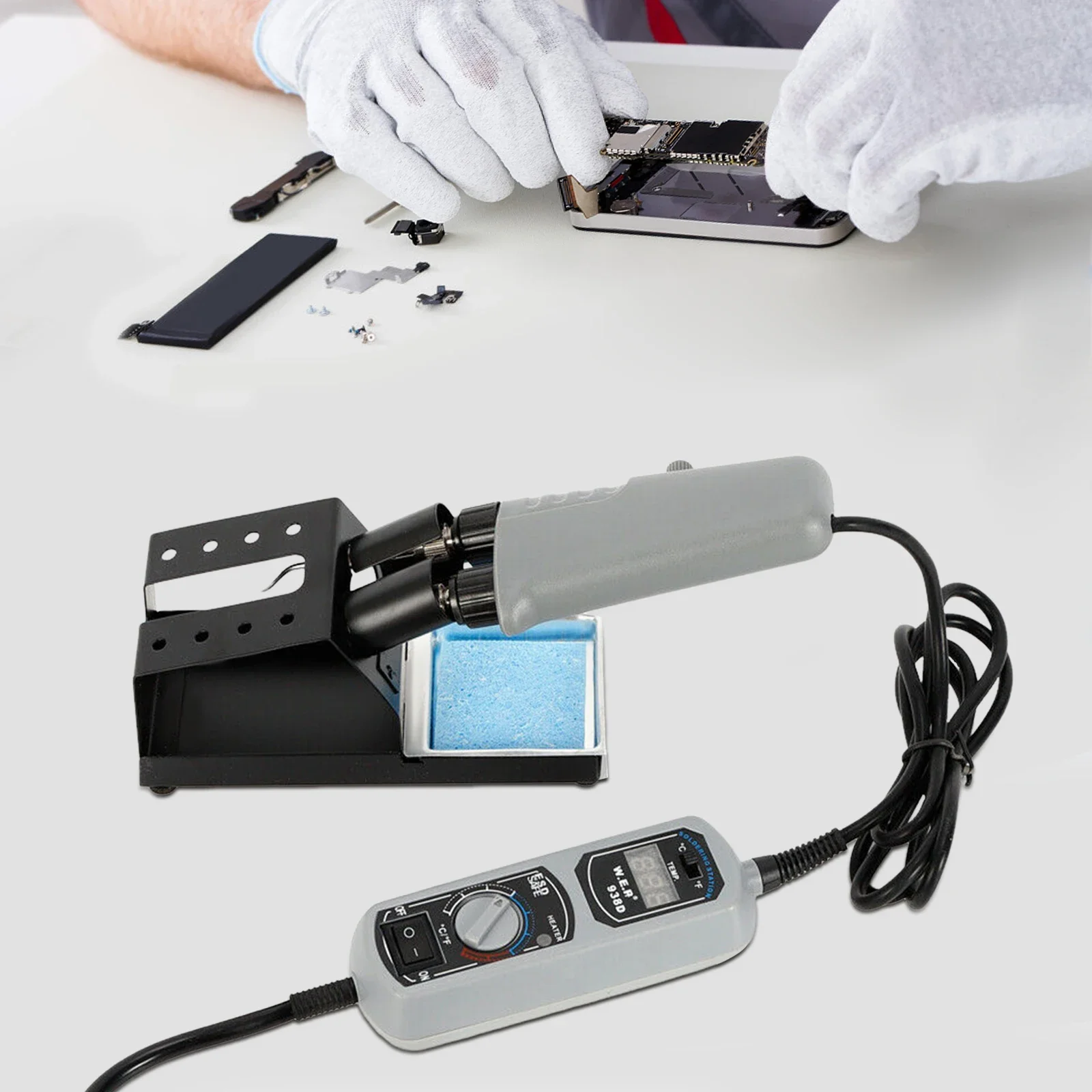 938D Portable Hot Tweezers Mini Soldering Station PID Technology Soldering Iron Welding For Factory Batch Welding Job AC