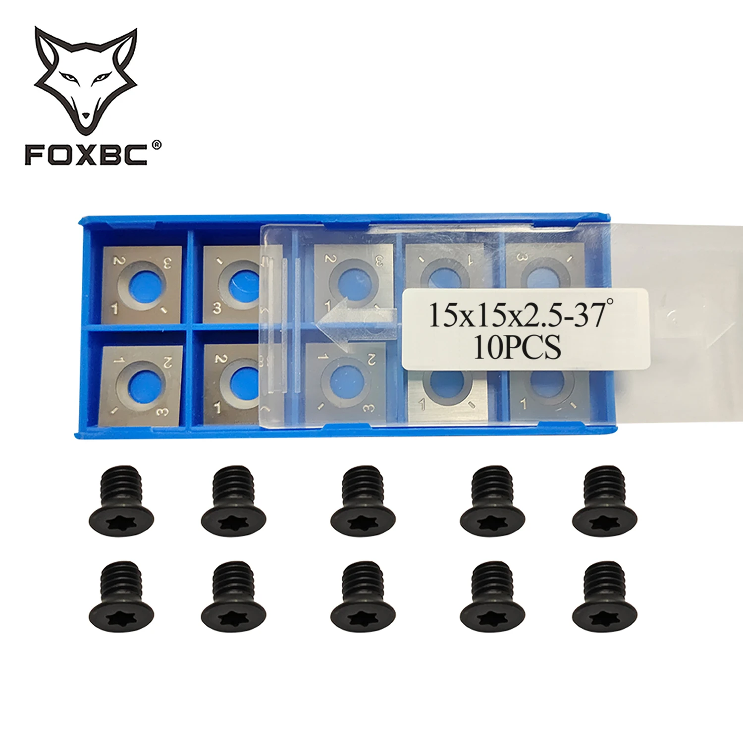 FOXBC 10szt 15mm kwadratowe frez węglikowy wkładki 15x15x2.5mm 37 ° do obróbki drewna