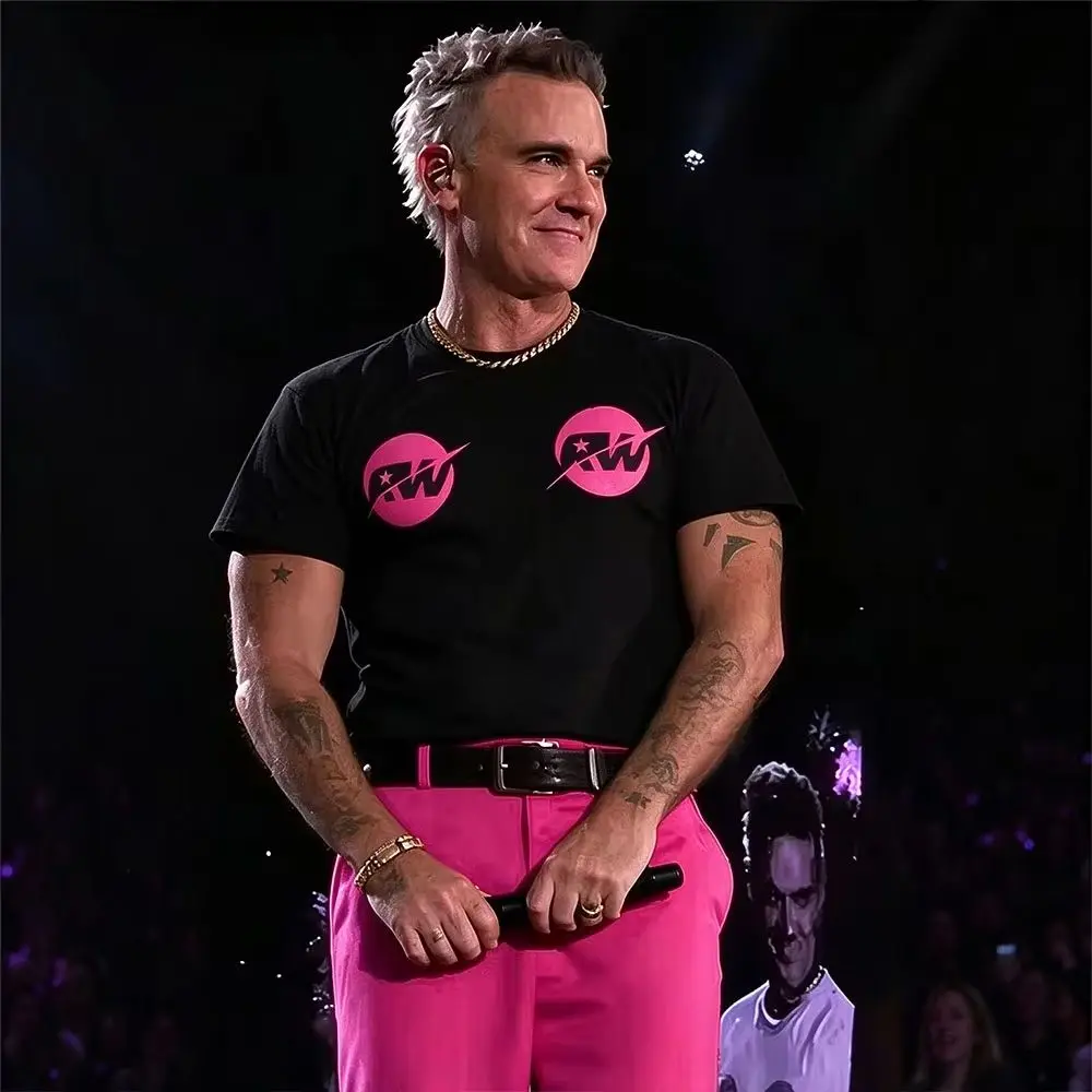 Singer Robbie Williams Same Style T-shirt Men Women Vintage Pop Rock T Shirts Men's Clothing Fashion Casual Oversized T-shirts