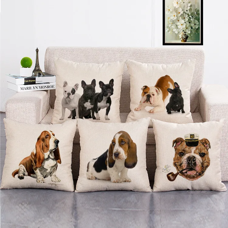 

Cute Dog Throw Pillow Case Funny Dog Man Pillowcase 40x40Cm Bed Sofa Boy Girl Kid Room Pillow Cover Home Decoration Modern