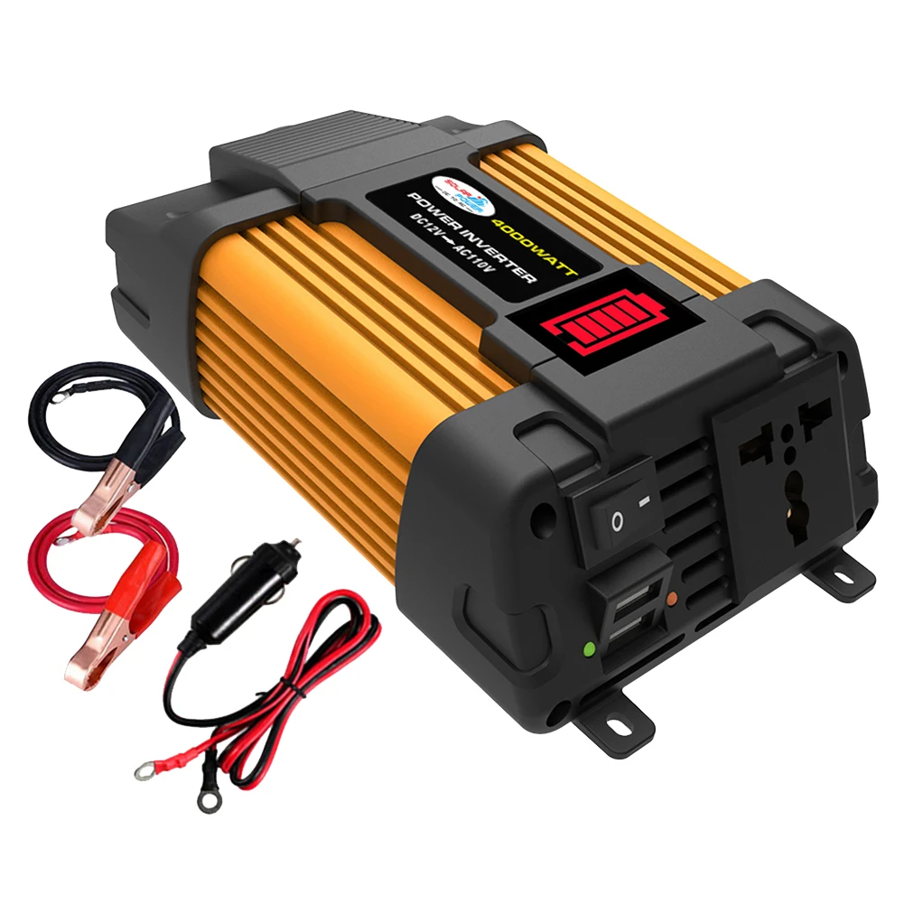 Car Inverter Converter LED Battery Display Dual USB Inverter Modified Sine Wave Multiple Protection for Automobile RV