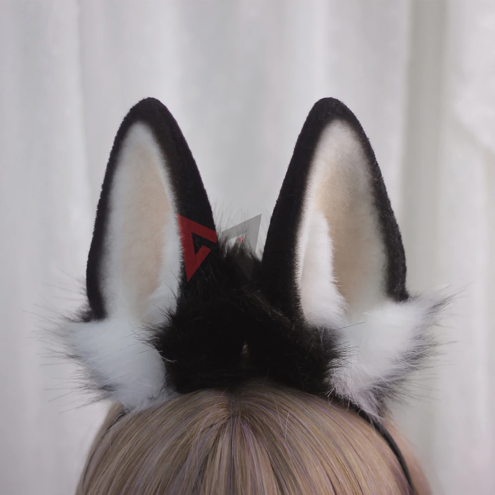 

New Handmade Work Brown Gray Black White Bunny Rabbit Ears Hairhoop Tail Cosplay Costume Lolita Acessories Headwear