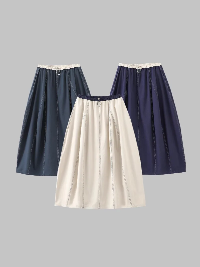 

Topstitched Tulip Half Skirt, Korean-style 3D Paneled Design, Versatile Slimming Niche A-line Skirt