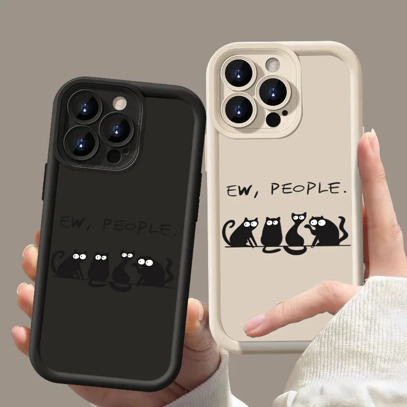 

Cute cat soft silicone phone case with simple strokes suitable for iPhone 16 14 15 13 12 11Por Max 14 15 16 Pro 7 8 X XS XR Plus
