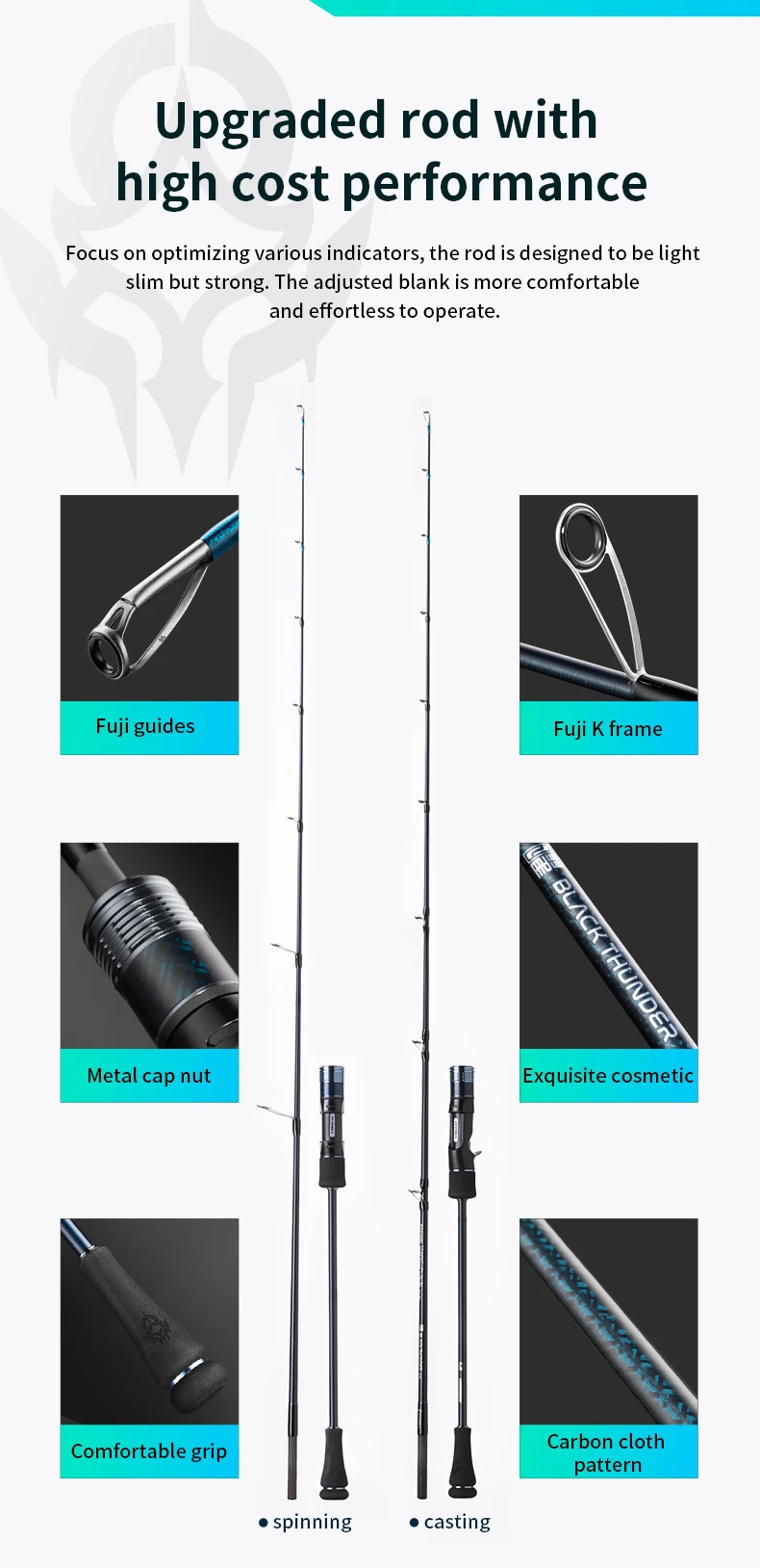 Ecooda Black Thunder III Slow Jigging Rod Light Slim Strong Fuji Guide