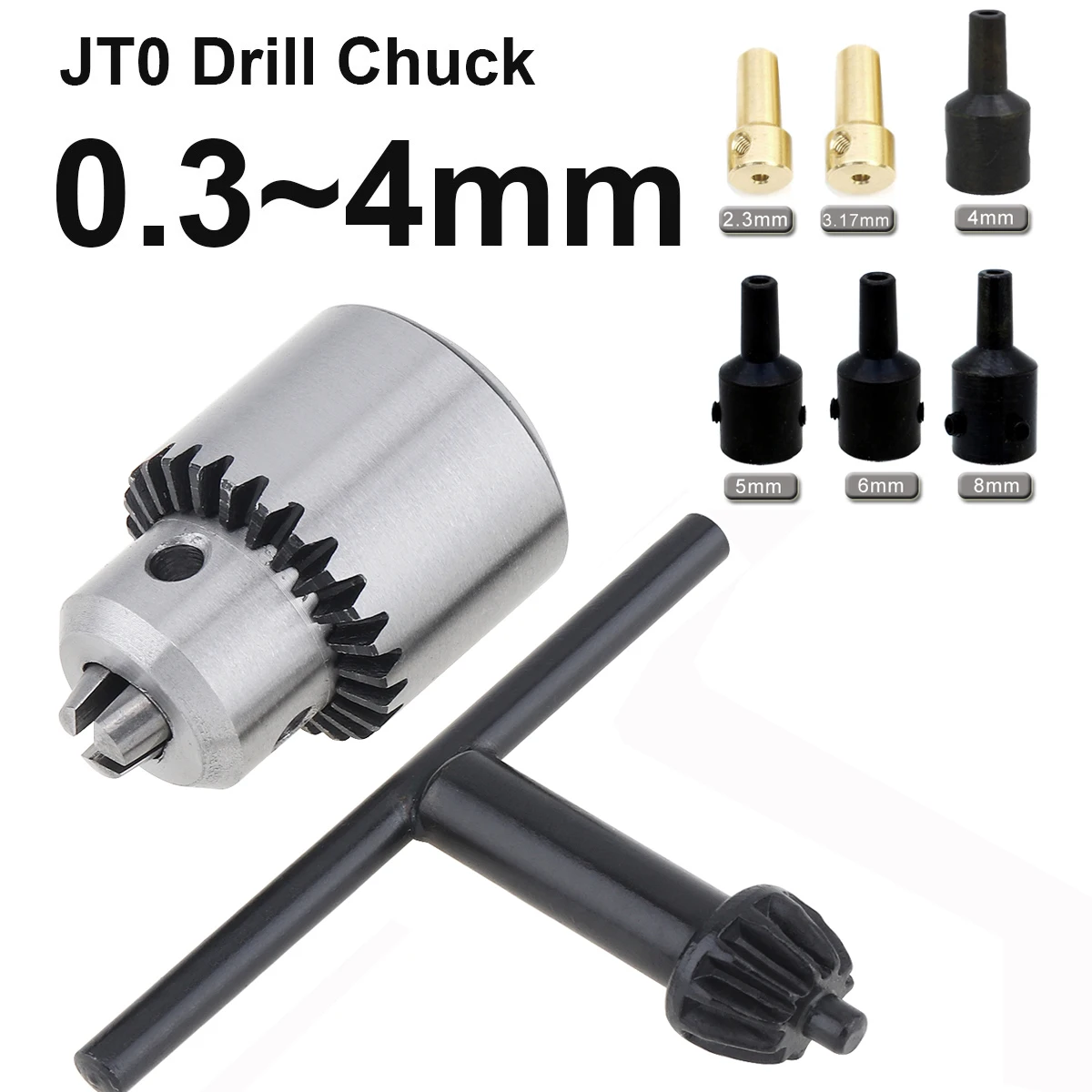 

0.3-4mm JTO Drill Collet Chuck with 1/4'' Chuck Connecting Rod Copper Steel Taper Coupling 2.13/3.175/4/5/6/8mm