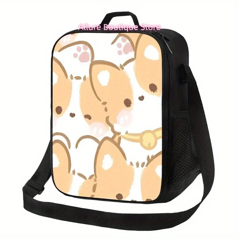Adorable Cartoon Animal Insulated Lunch Bag - Reusable, Portable Cooler for Camping, Picnics & Beach Outings, Black Oxford Fabri
