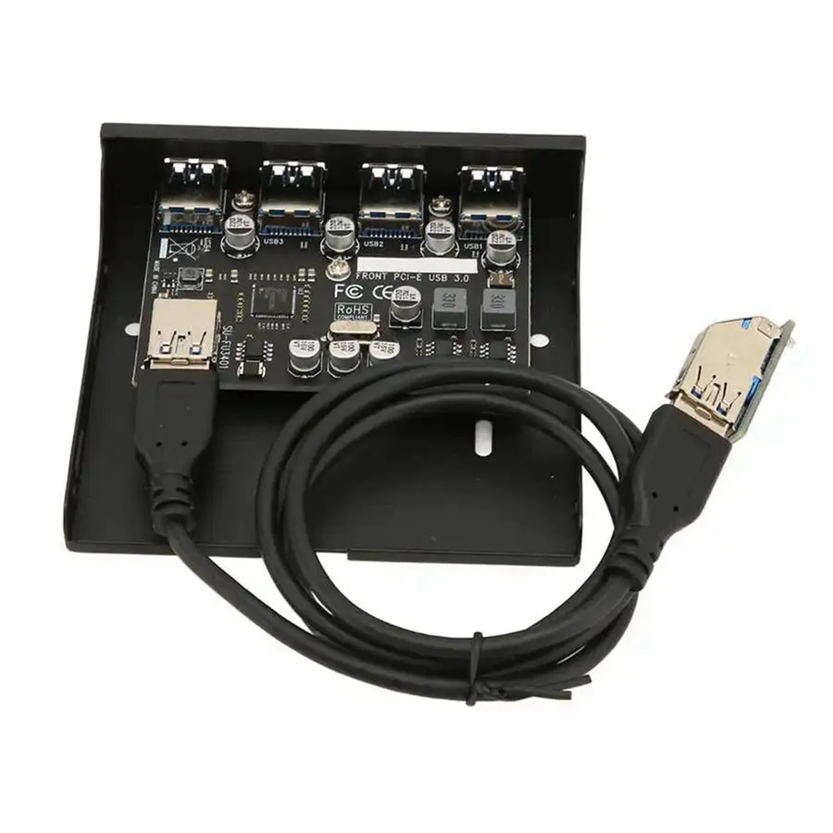 A85P USB Front Panel 4 Port USB 3.0 5Gbps PCIE to USB3.0 HUB for Desktop PC Floppy Drive Bay