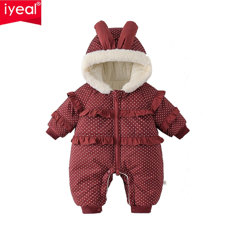 

IYEAL плотный прогулочный комбинезон для маленьких девочек, 100-дневный детский комбинезон с длинными рукавами, зимний теплый флисовый комбинезон в западном стиле, теплая верхняя одежда