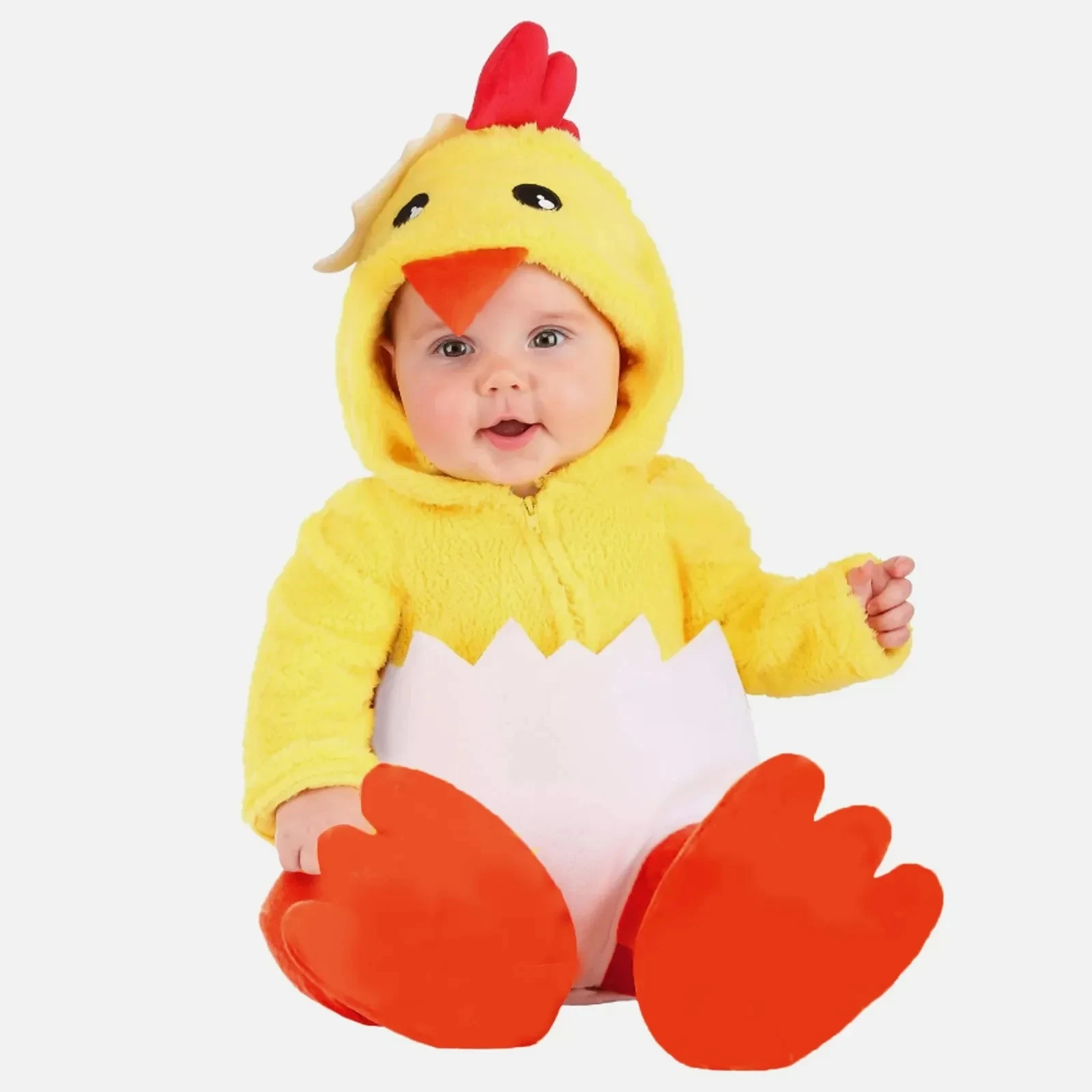 

Yellow Newborn Hatching Chick Costume for Baby Infant 3-24M Halloween Easter Costumes Hooded Romper With Shoes Zipper Umorden