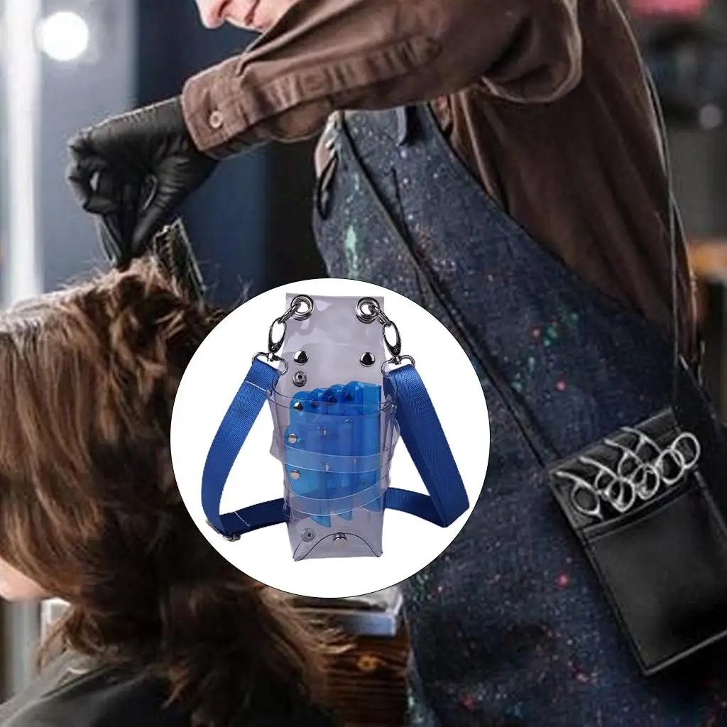 Adjustable Hair Tool Storage Waist Bag for Scissors Shears Combs Clips Transparent PVC Holster for Hairdressing Salon