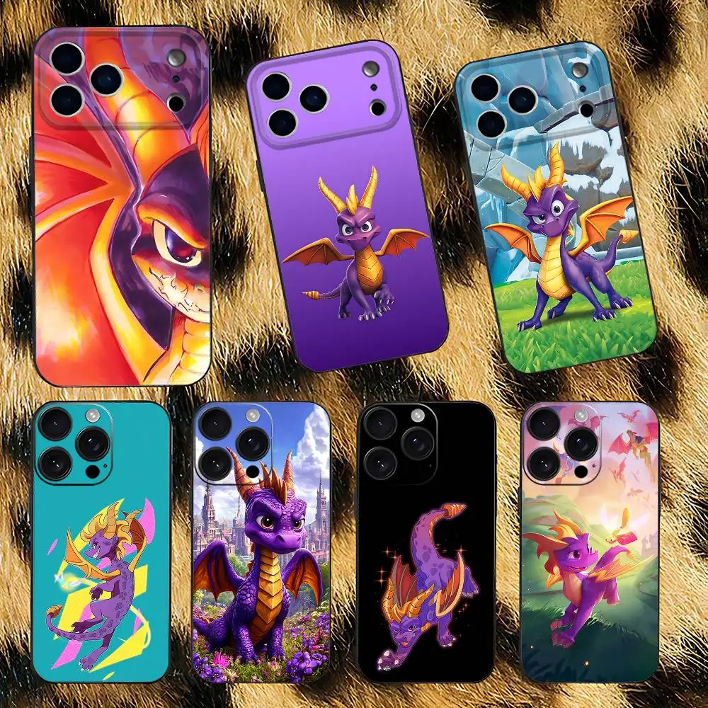 

Cute Dragon S-Spyro Phone Case For iPhone 17,16,15,14,13,12,11,Pro,XS,Max,XR,Plus,E,SE4,Mini Black Soft Cover