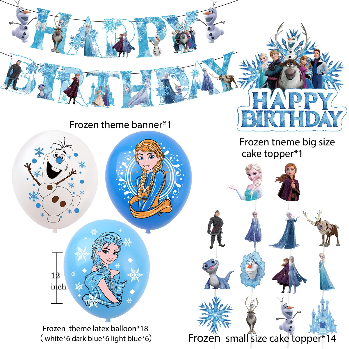 Decorazioni di compleanno congelate Elsa Frozen Birthday stoviglie usa e getta piatto tazza tovagliolo tovaglie palloncini forniture per feste