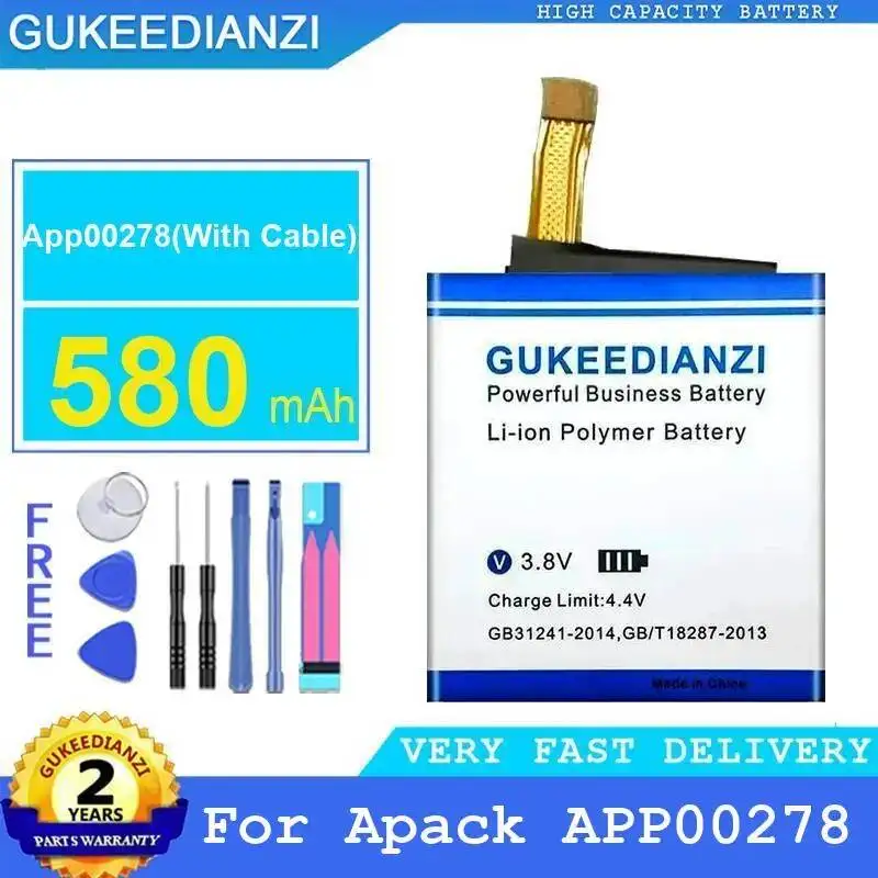 

Премиум-аккумулятор 580 мАч для Apack APP00278 с кабелем, легкий, на замену