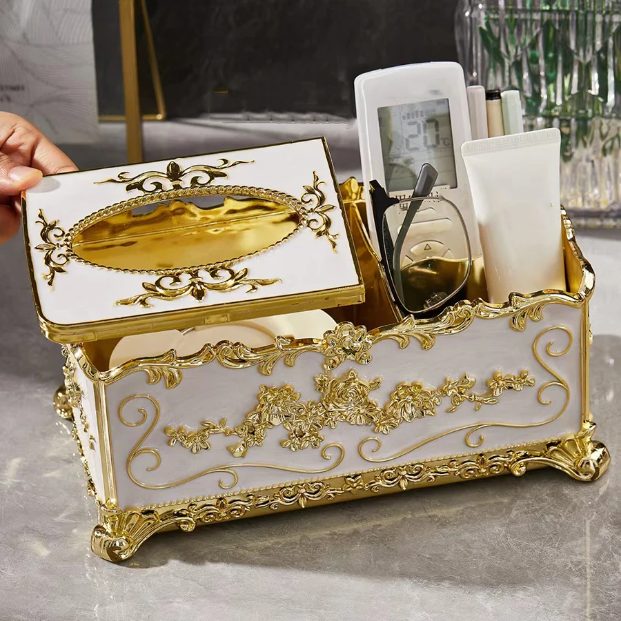 1PC Multifunctional European style tissue box, living room desktop remote control storage box