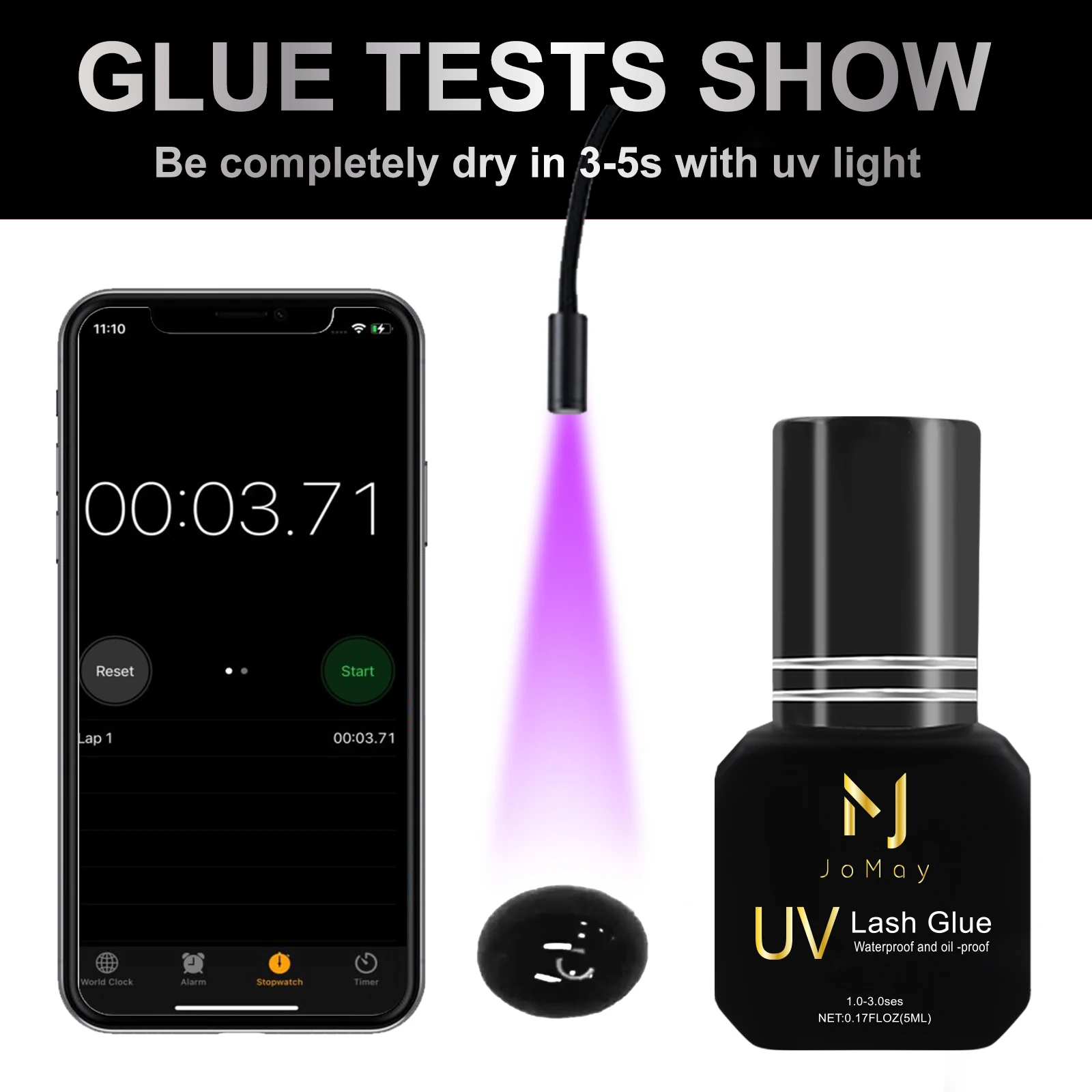 UV Eyelash Glue Makeup Tools Water Proof Quick Dry in 1 Second Eyelash Extension Supplies Colorless Tasteless Eyelash Glue