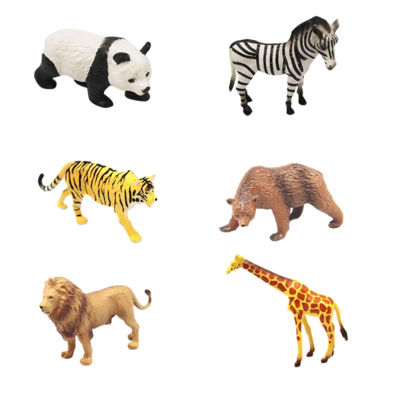6Pcs African Animal Playset Educational for Desktop Cake Toppers Party Favor