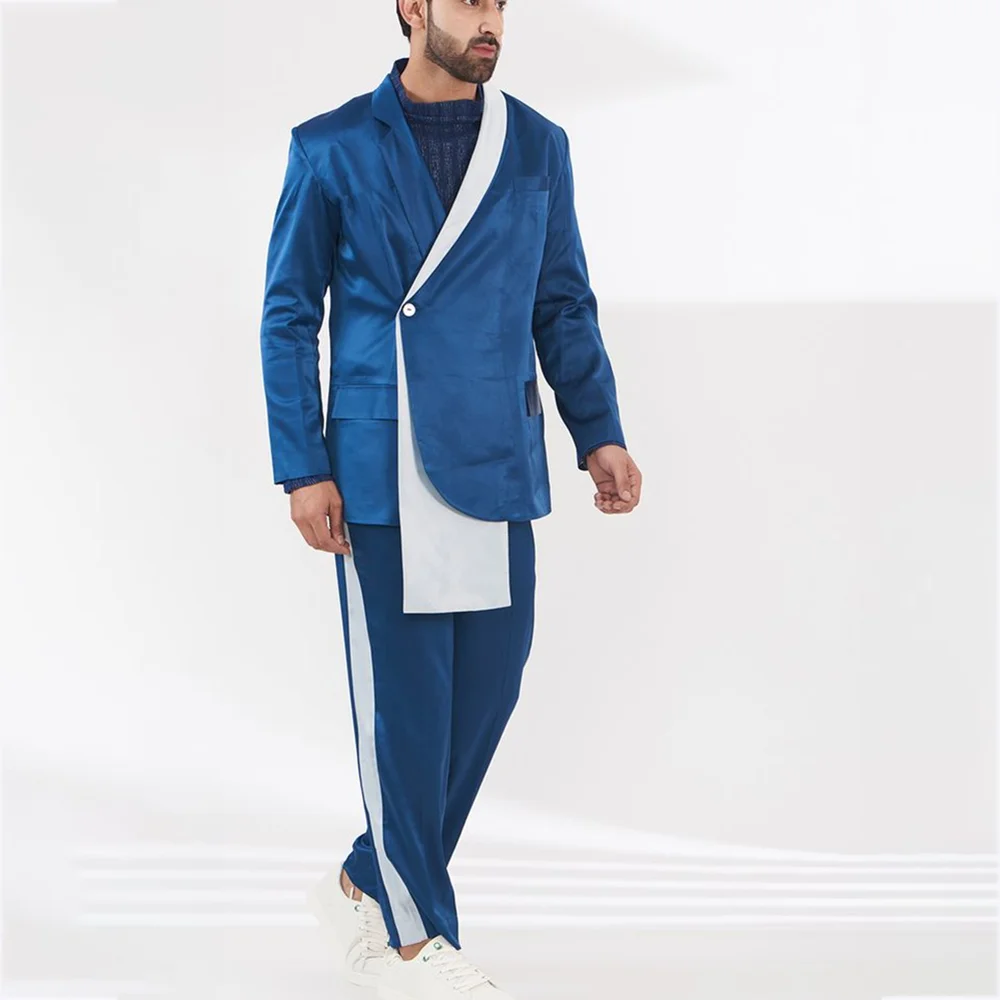 Custom Made Men Suits Chic Single Button Notch Lapel Casual Two Pieces Front Flat Formal Party Wedding Set(Jacket+Pants)